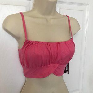 New! Pink Ruched Crop Trop Small (Juniors Medium)